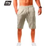 Pantaloni Capri casual blu 3 XL taglie comode di cotone tinta unita traspiranti per l'estate per Uomo 