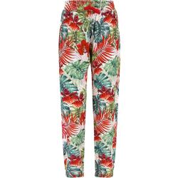 Pantaloni gamba morbida a fiori tropical in lyocell