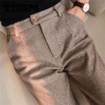Pantaloni classici casual 3 XL taglie comode di lana da lavare a mano per l'autunno per Donna 