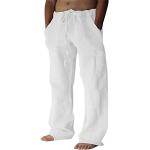 Pantaloni loose fit bianchi L in similpelle traspiranti per l'estate da jogging per Uomo 