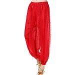 Pantaloni rossi Taglia unica di chiffon a fiori con paillettes traspiranti da zumba per Donna 