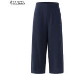 Pantaloni & Pantaloncini casual blu navy 3 XL taglie comode di cotone lavabili in lavatrice per l'estate per Donna Zanzea 