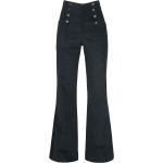 Pantaloni Rockabilly di Voodoo Vixen - Blith Black Corduroy High-Waisted Trousers - S a XL - Donna - nero
