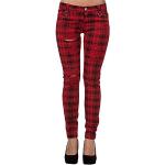 Pantaloni skinny emo rossi XL taglie comode di cotone tartan per Donna Banned 