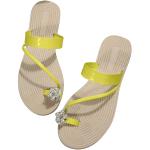Pantofole vintage gialle numero 41 di pelle con paillettes con allacciatura elasticizzata impermeabili per l'estate a stivaletto per Donna Generic 