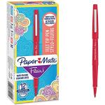 Papermate Flair Nylon Penna con Punta Sintetica, Punta Media da 0.7 mm, Scatola da 12, Rosso