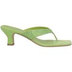 Sandali gioiello larghezza A verdi numero 36,5 di pelle tinta unita con punta quadrata tacco a rocchetto per Donna Paris Texas 