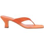 Sandali gioiello larghezza A arancioni numero 36,5 di pelle tinta unita con punta quadrata tacco a rocchetto per Donna Paris Texas 