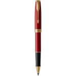 Parker Sonnet Penna Roller Laccatura di Colore Rosso con Finiture in Oro Pennino Sottile Confezione Regalo