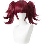 Parrucca Anime Cosplay per Kuroshitsuji Black Butler Mey Rin,Cosplay Anime Wigs con Cappuccio Parrucca,Parrucche Cosplay Capelli Sintetici,per Cosplay Halloween Costume Wine Red Double Ponytail wig