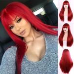 Parrucche rosse per capelli sintetici capelli lunghi per Donna 