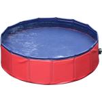 PawHut Piscina Vasca da Bagno Portatile Pieghevole per Cani Animali Domestici in PVC Rosso Φ160 x 30cm