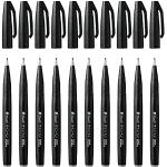 Pentel SES15C Brush Sign Pen pennarello punta fibra flessibile, nero, 10 pezzi