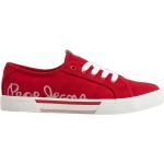 Sneakers basse larghezza A scontate rosse numero 39 di cotone per Donna Pepe Jeans 