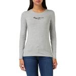 Magliette & T-shirt scontate casual grigie XXS di cotone tinta unita sostenibili lunghe mezza manica con manica corta per Donna Pepe Jeans Virginia 