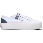 Sneakers scontate eleganti bianche numero 39 in tessuto con tacco da 3 cm a 5 cm platform per Donna Pepe Jeans 