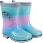 Stivali larghezza E azzurri numero 29 in PVC con glitter riflettenti da pioggia per bambini Perletti 