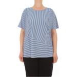 Magliette & T-shirt azzurre L in viscosa a righe con scollo tondo con scollo rotondo per Donna Marina Rinaldi Persona 