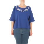 Magliette & T-shirt blu L di cotone con scollo tondo mezza manica con scollo rotondo per Donna Marina Rinaldi Persona 