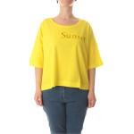 Magliette & T-shirt gialle L di cotone con scollo tondo mezza manica con scollo rotondo per Donna Marina Rinaldi Persona 