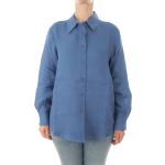 Camicie classiche azzurre di lino manica lunga con manica lunga per Donna Marina Rinaldi Persona 