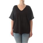 Magliette & T-shirt nere M di cotone con scollo a V mezza manica con scollo a V per Donna Marina Rinaldi Persona 