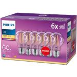 Philips Lampadina LED Goccia Filamento, 6 Pezzi, Equivalente a 60W, Attacco E27, Luce Bianca Calda, non Dimmerabile