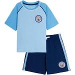 Pigiama corto per bambini Manchester City FC Premiership Football Club Kit Shortie PJs Shorts + T-Shirt Set Blu 5-6 Anni
