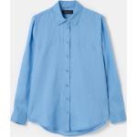 Bluse classiche azzurre XXL taglie comode di lino tinta unita per Donna Piombo 