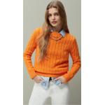 Pullover slim fit arancione XL di cotone con scollo tondo per Donna Piombo 