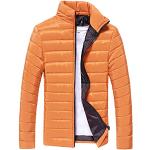 Piumini eleganti arancioni XL taglie comode di pile tinta unita impermeabili per l'autunno con cappuccio per Uomo 