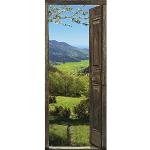 PLAGE 141028 Adesivo per pareti e Porte, Formato Grande, Trompe L'Oeil Porta-Mountain View, 204 x 83 cm