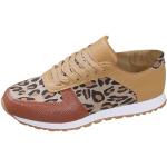 Sneakers larghezza E casual marroni numero 38 leopardate con stringhe traspiranti platform per Donna 