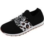 Sneakers larghezza E casual nere numero 40 leopardate con stringhe traspiranti platform per Donna 