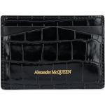 Portafogli neri in pelle di coccodrillo con borchie Alexander McQueen 