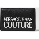 Porta carte di credito scontati neri in pelle liscia Versace Jeans 