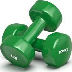 POWRX Manubri Pesi Vinile 10 kg Set (2 x 5 kg) + PDF Workout (Verde)