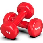 POWRX Manubri Pesi Vinile 6 kg Set (2 x 3 kg) + PDF Workout (Rosso)