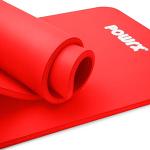 POWRX Tappetino Fitness 183 x 60 x 1 cm - Tappeto palestra ideale per Ginnastica, Yoga e Pilates - Ecocompatibile con Tracolla e Sacca Trasporto - Antiscivolo + PDF Workout (Rosso)