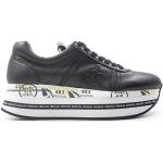 Sneakers larghezza E scontate nere numero 37 di pelle con stringhe platform per Donna Premiata 