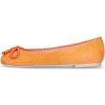 Ballerine pieghevoli eleganti arancione chiaro numero 36 in pelle di camoscio per Donna Pretty Ballerinas 