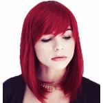 Parrucche rosso scuro naturali con frangia per Donna Prettyland 
