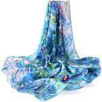 Prettystern foulard donna Colorata pura raso seta 90 cm quadrato Scialli Sciarpa Regalo Natale Mamma Claude Monet blu le ninfee P773