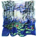 Sciarpe eleganti blu di seta stampate per Donna Prettystern Claude Monet 