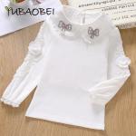 Camicie bianche di cotone lavaggio a mano manica lunga per bambina di joom.com/it 