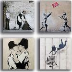 Quadri astratti moderni in legno di abete Banksy 