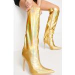 Public Desire Wide Fit - Independent - Stivali al ginocchio color oro metallizzato a pianta larga