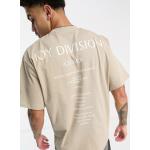 Pull & Bear x Joy Division - T-shirt beige con stampa-Neutro