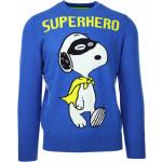 Pullover slim fit azzurro S in viscosa a girocollo per Uomo Snoopy 