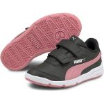 Sneakers basse larghezza E scontate nere numero 34 in similpelle con glitter chiusura velcro per bambini Puma Stepfleex 